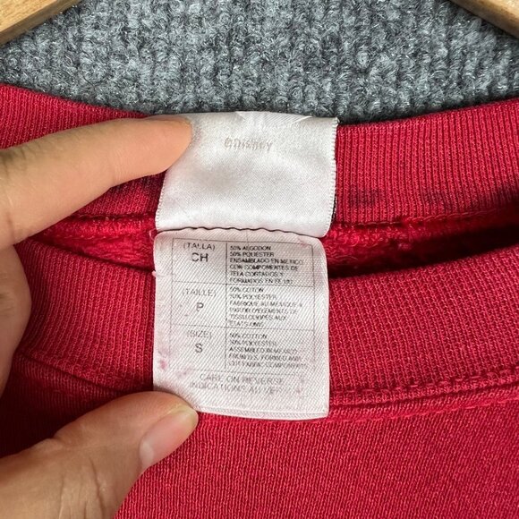 VINTAGE 90's Disney Pooh Bear Red Crewneck Women's Sweatshirt Size S - Picture 10 of 10